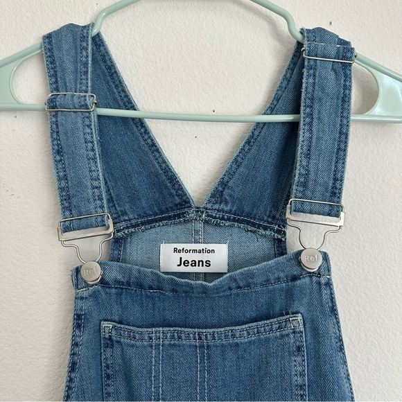 Reformation denim  river relaxed woman’s overalls - Picture 2 of 14